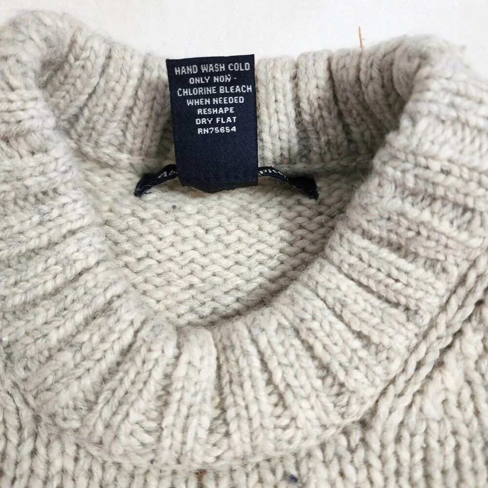 Abercrombie&Fitch Womens WinterWhite&Gray Lambswool Blend Snowflake Sweater - Picture 7 of 10